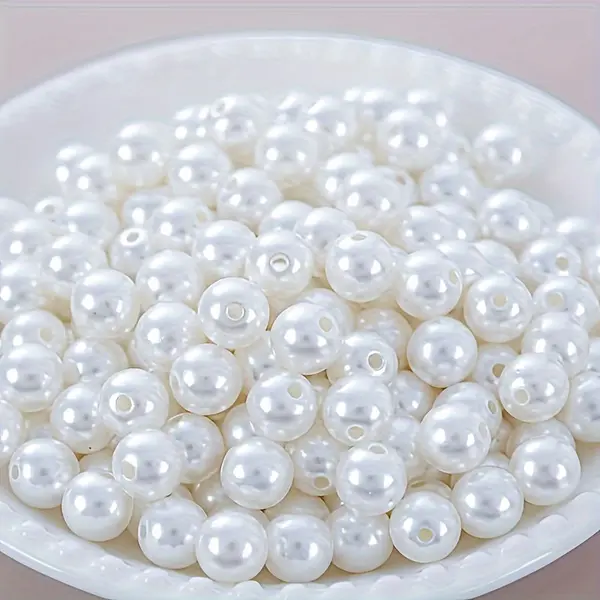 Margele perle din plastic pentru activitati crafts cu diametru 10 mm, alb ,20 grame
