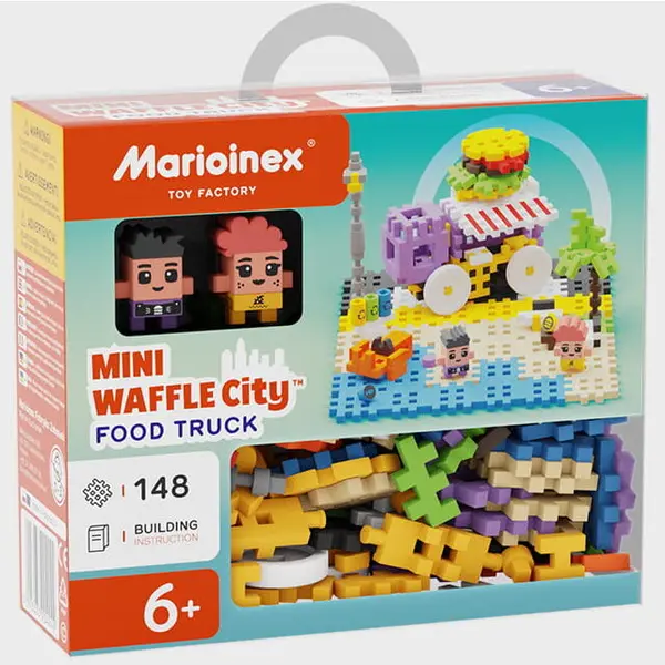 Marioinex Set de construit cu blocuri, Marioinex Mini Waffle, Orasul: Food Truck, 148 piese