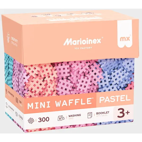 Marioinex Set de construit cu blocuri, Marioinex Mini Waffle, Pastel, 300 piese
