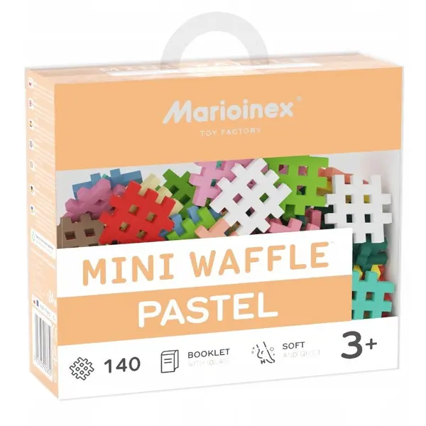 Marioinex Set de construit Marioinex Waffle Mini Pastel Blocks, 140 piese, varsta peste 3 ani