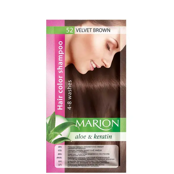 Marion Aloe & Keratin Hair Color Shampoo 4-8 washes 40ml - 52 - Velvet Brown
