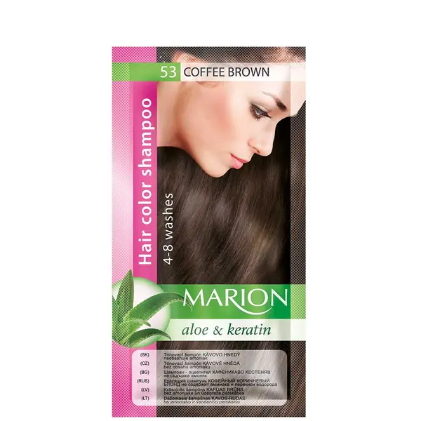 Marion Aloe & Keratin Hair Color Shampoo 4-8 washes 40ml - 53 - Coffee Brown