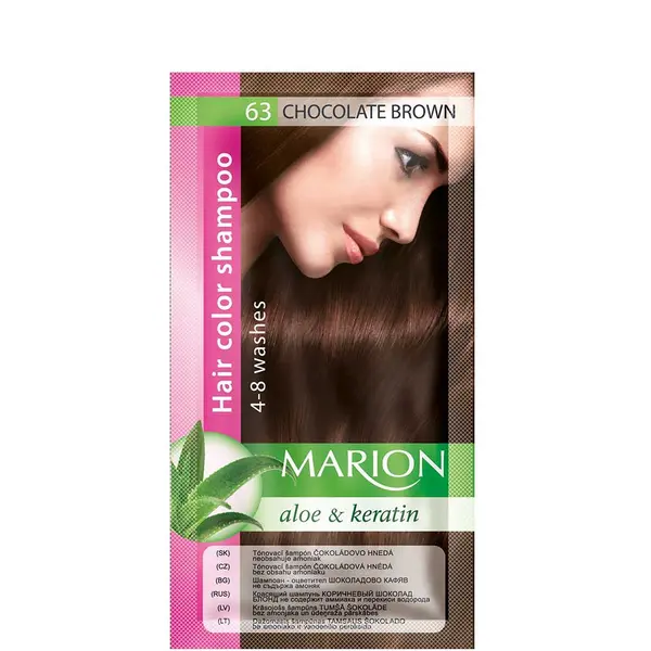Marion Aloe & Keratin Hair Color Shampoo 4-8 washes 40ml - 63 - Chocolate Brown