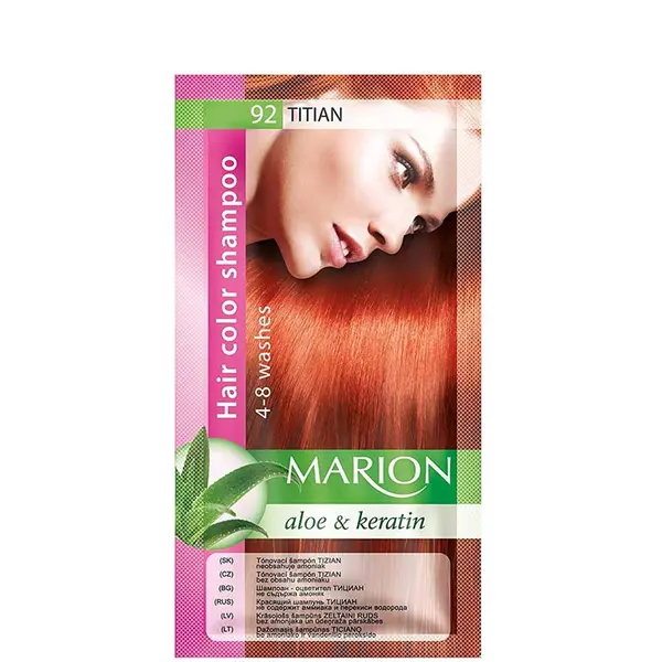 Marion Aloe & Keratin Hair Color Shampoo 4-8 washes 40ml - 92 - Titian