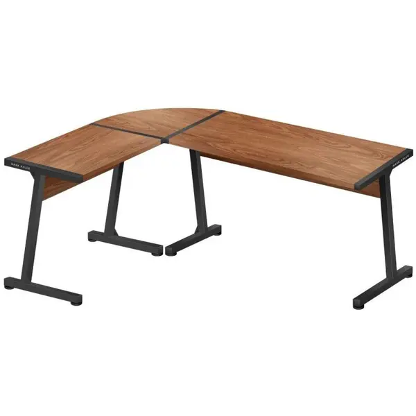 Mark Adler Birou Gaming Mark Adler Leader 5.5 WN, Coltar, Picioare reglabile, dimensiuni 147 × 112 cm, inaltime 74 cm, Negru/Maro