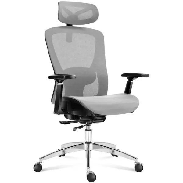 Mark Adler Scaun de birou ergonomic, Mark Adler Expert 5.3, ventilatie cu plasa, spatar de 135 de grade, adancime reglabila a scaunului, Gri