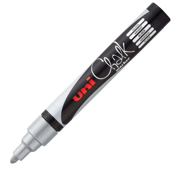 Marker creta lichida 1.8-2.5mm,varf rotund,argintiu