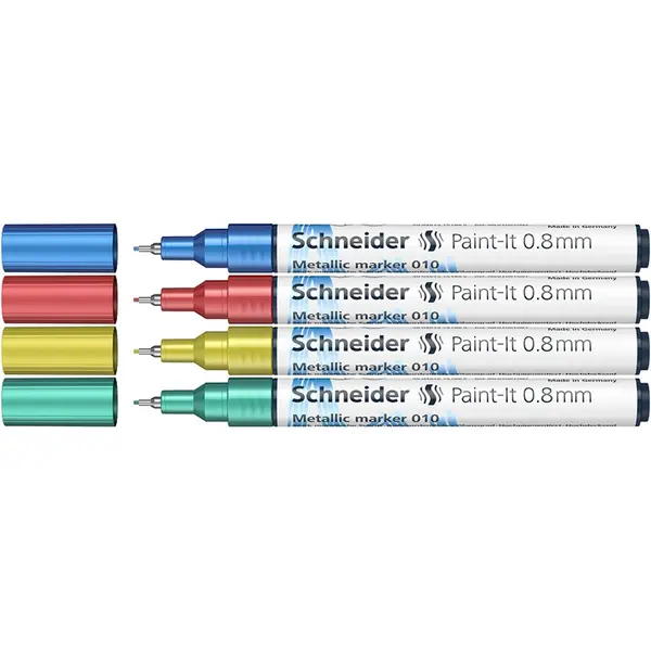 Marker cu vopsea 0.8mm, 4buc/set 2, metalic, Paint-It 010, Schneider