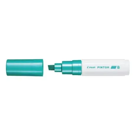 Marker cu vopsea pe baza de apa, varf tesit 8mm Pilot Pintor Metalic, verde metalizat