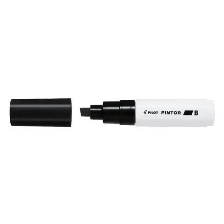 Marker cu vopsea pe baza de apa, varf tesit 8mm,Pilot Pintor, negru