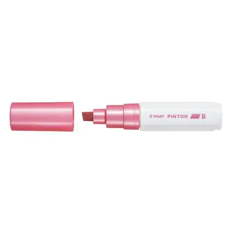 Marker cu vopsea pe baza de apa, varf tesit 8mm Pilot Pintor Metalic, roz metalizat
