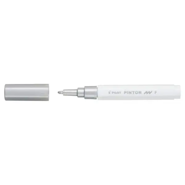Marker cu vopsea Pilot Pintor Metalic EF argintiu 0.7mm varf rotund Marker cu vopsea Pilot Pintor Metalic EF argintiu 0.7mm varf rotund