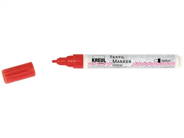 Marker Kreul Glitter pentru textile ,varf mediu 2-4 mm, 9 culori