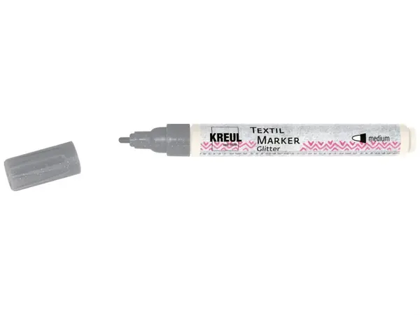 Marker Kreul Glitter pentru textile ,varf mediu 2-4 mm, 9 culori