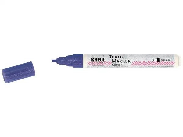Marker Kreul Glitter pentru textile ,varf mediu 2-4 mm, 9 culori