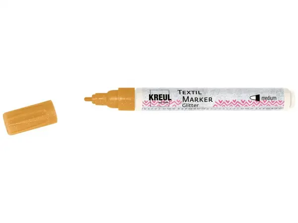 Marker Kreul Glitter pentru textile ,varf mediu 2-4 mm, 9 culori