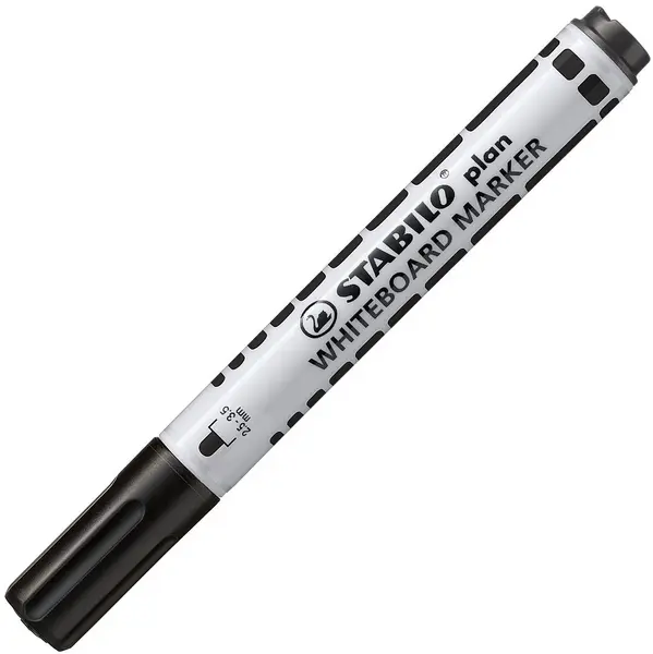 Marker pentru tablă albă Stabilo Plan – vârf rotund, negru