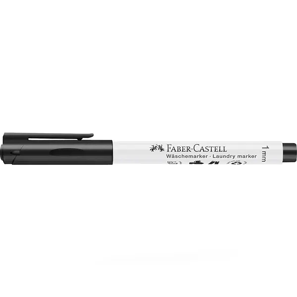 Marker pentru textile 1mm, varf rotund, negru, FABER-CASTELL