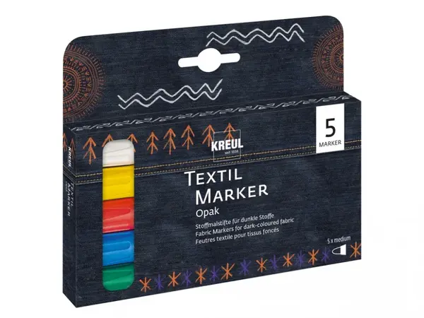Marker pentru textile Opak, varf mediu 5 bucati set