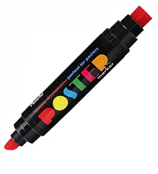Marker permanent 2 capete,o10mm o17mm,rosu
