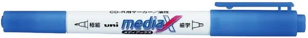 Marker permanent cu doua varfuri Uni Mediax - PD-153T, 0,4 mm si 0,9 mm, albastru
