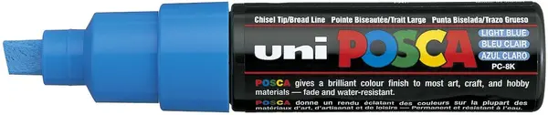 Marker permanent cu un varf tesit Uni Posca - PC-8K, 8 mm, albastru deschis
