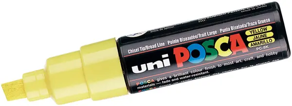 Marker permanent cu un varf tesit Uni Posca - PC-8K, 8 mm, galben