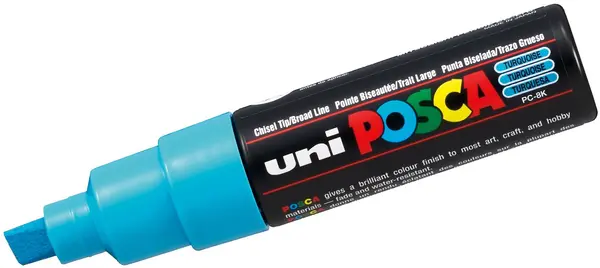 Marker permanent cu un varf tesit Uni Posca - PC-8K, 8 mm, turcoaz