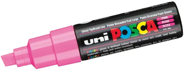 Marker permanent cu un varf tesit Uni Posca - PC-8K, 8mm, roz