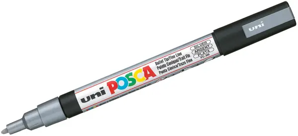 Marker permanent cu varf rotund Uni Posca - PC-3M, 1.5 mm, argintiu