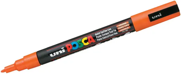 Marker permanent cu varf rotund Uni Posca - PC-3M, 1.5 mm, portocaliu