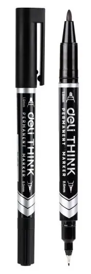 Marker permanent Deli Think - EU211-BK, negru