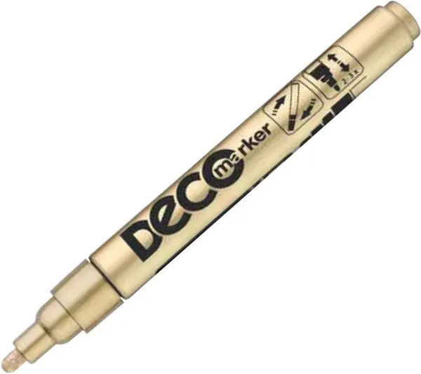 Marker permanent Ico Deco - varf rotund, auriu