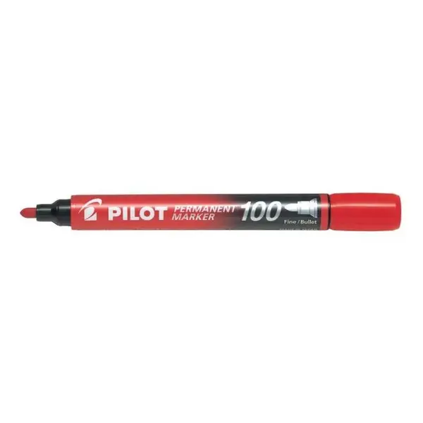 Marker permanent Pilot P100 diverse culori 1.0 mm varf rotund Marker permanent Pilot P100 diverse culori 1.0 mm varf rotund rosu