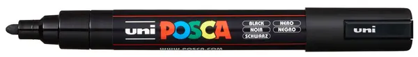 Marker permanent Uniball Posca pe baza de apa – Negru, 1.8 mm