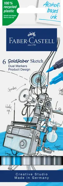 Marker sketch 2 varfuri, 6buc/set, design produs, Goldfaber Faber-Castell