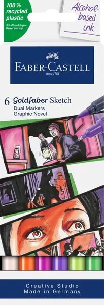 Marker sketch 2 varfuri, 6buc/set, novel, Goldfaber Faber-Castell