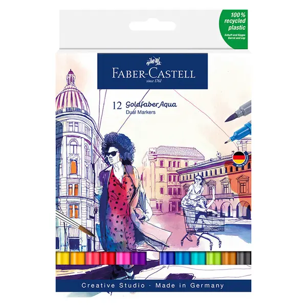 Marker solubil 2 varfuri 12buc/set Goldfaber Faber-Castell