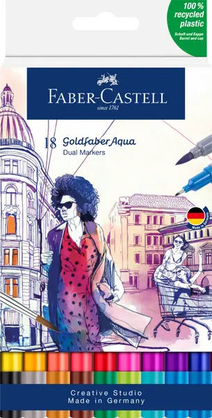 Marker solubil 2 varfuri, 18 buc/set, Goldfaber Faber-Castell