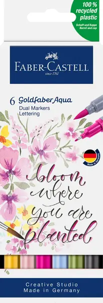 Marker solubil 2 varfuri, 6 buc/set, Lettering, Goldfaber Faber-Castell