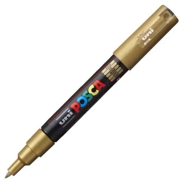 Marker UNI PC-1M Posca 0.7 mm,varf rotund,auriu