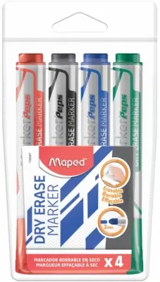 Marker whiteboard 2mm, varf rotund, 4culori/set, Marker-Peps Jumbo, Maped