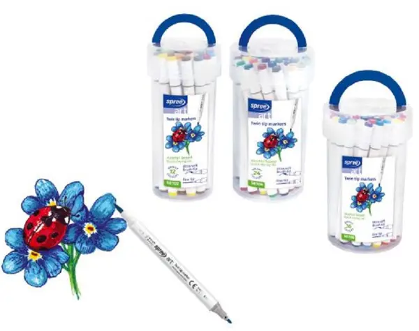 Markere cu doua varfuri Spree - Art Soft Brush, 24 de culori