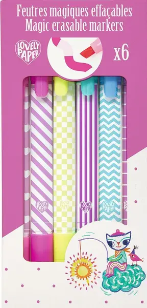 Markere magice ștergabile Djeco Lovely Paper - 6 buc