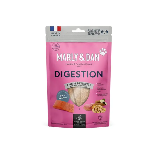 MARLY&DAN Digestion, M-XL, Somon, punguță recompense funcționale fără cereale câini, sistem digestiv, 80g