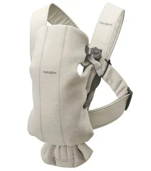 Marsupiu anatomic BabyBjorn Mini, cu pozitii multiple de purtare, 3D Jersey, Bej