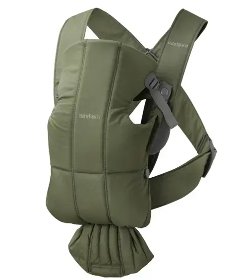 Marsupiu anatomic BabyBjorn Mini, cu pozitii multiple de purtare, Tesatura, Verde