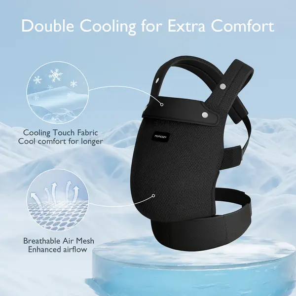 Marsupiu ergonomic negru Momcozy Air Mesh cozy si usor