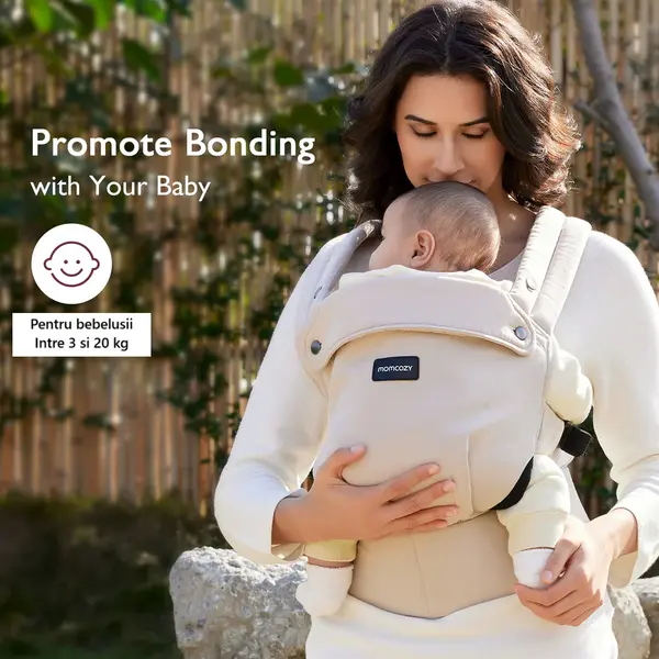 Marsupiu ergonomic si usor PureHug Cozy Khaki Momcozy