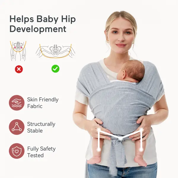 Marsupiu ergonomic Wrap Sling cu suport pentru spate Babe Toddler gri Momcozy